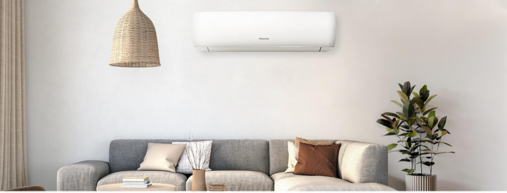 Hisense split system air conditioner installed in a home.