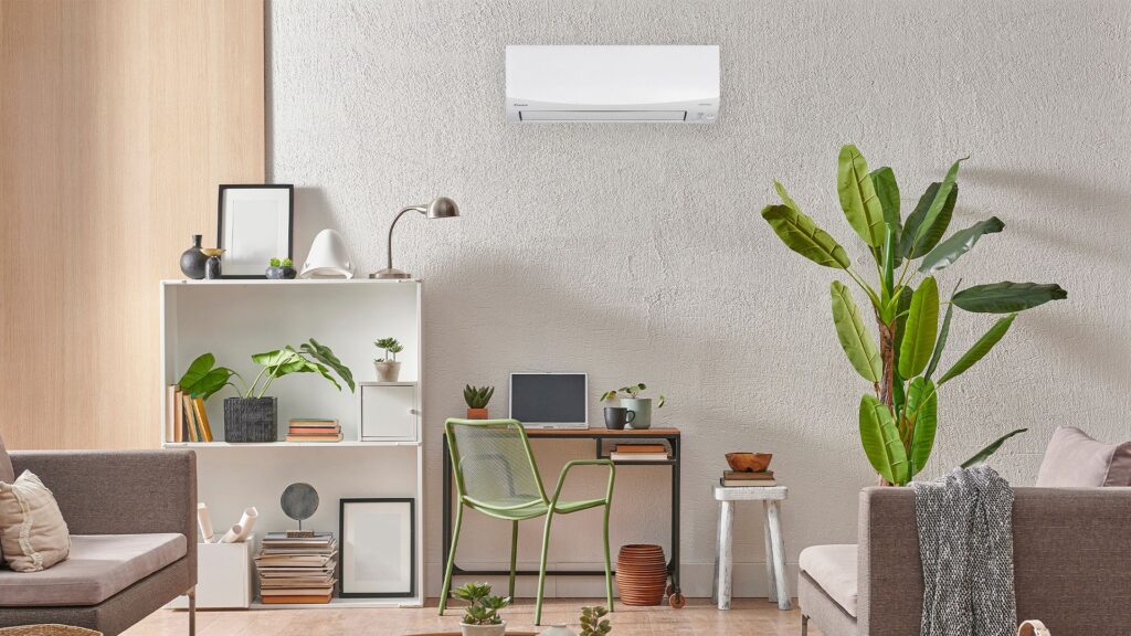 Daikin Standard Series split system air conditioner installed in a home.